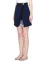 Front View - Click To Enlarge - PETER PILOTTO - 'Danis' lace hem wool crepe A-line skirt