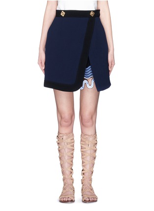 Main View - Click To Enlarge - PETER PILOTTO - 'Danis' lace hem wool crepe A-line skirt