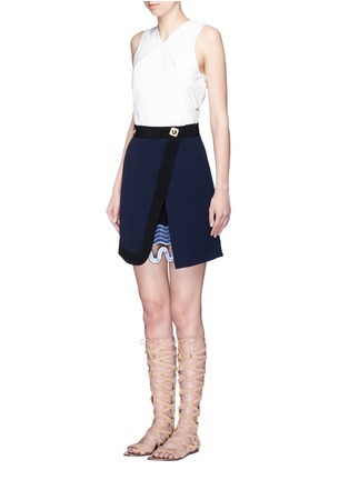 Figure View - Click To Enlarge - PETER PILOTTO - 'Danis' lace hem wool crepe A-line skirt