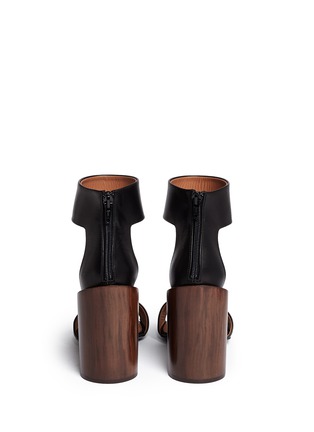 Back View - Click To Enlarge - GIVENCHY - Wooden column heel leather sandals