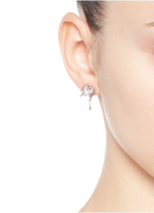 Figure View - Click To Enlarge - EDDIE BORGO - Crystal pavé rose bud earrings