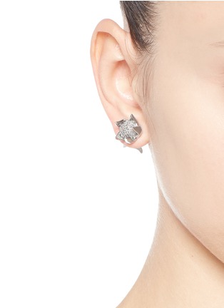 Figure View - Click To Enlarge - EDDIE BORGO - Crystal pavé matte rose bud earrings