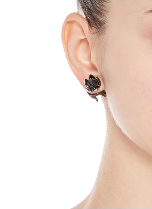 Figure View - Click To Enlarge - EDDIE BORGO - Crystal pavé matte rose bud earrings