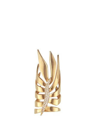 Main View - Click To Enlarge - EDDIE BORGO - 'Frond' crystal pavé palm leaf ring