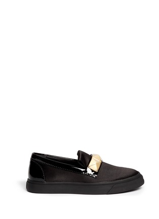 Main View - Click To Enlarge - 73426 - 'London' stud patent leather double satin skate slip-ons
