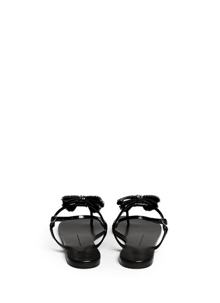 Back View - Click To Enlarge - 73426 - 'Rock' crystal bow leather thong sandals