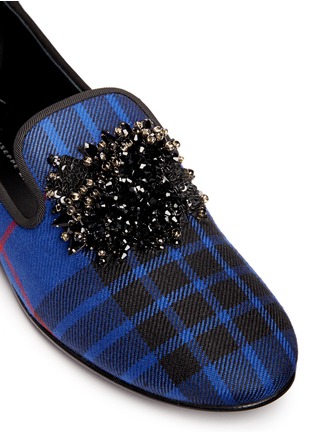 Detail View - Click To Enlarge - 73426 - 'Dalila' crystal bead cluster tartan slip-ons