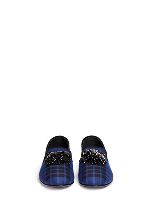 Figure View - Click To Enlarge - 73426 - 'Dalila' crystal bead cluster tartan slip-ons