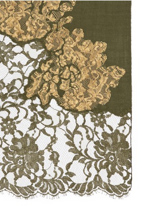 Detail View - Click To Enlarge - JANAVI - Chantilly lace trim Merino wool scarf