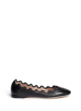 Main View - Click To Enlarge - CHLOÉ - Fringe scalloped edge leather flats