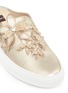 Detail View - Click To Enlarge - RODO - Strass floral appliqué leather sneaker slides