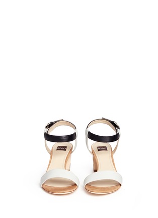 Front View - Click To Enlarge - RODO - Geometric print heel leather sandals