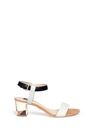 Main View - Click To Enlarge - RODO - Geometric print heel leather sandals