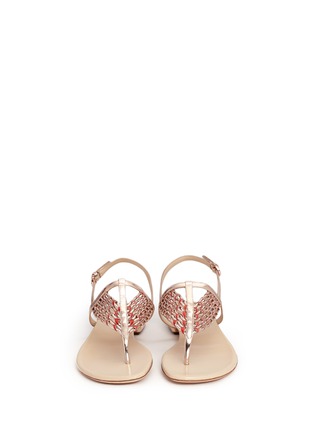 Front View - Click To Enlarge - RODO - Textured rope mirror leather thong sandals