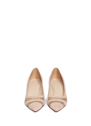 Front View - Click To Enlarge - FABIO RUSCONI - Mesh cutout suede pumps