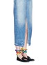 Figure View - Click To Enlarge - JOSHUA SANDERS - 'NY' embroidered pompom ankle tie slip-ons