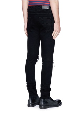 Back View - Click To Enlarge - AMIRI - 'MX1' pleated patchwork distressed skinny jeans