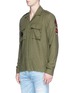 Front View - Click To Enlarge - AMIRI - Military patch cotton-cashmere herringbone shirt