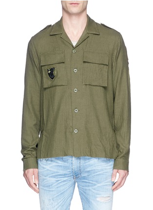 Main View - Click To Enlarge - AMIRI - Military patch cotton-cashmere herringbone shirt