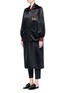 Front View - Click To Enlarge - MS MIN - Dragon embroidered hooded long satin coat