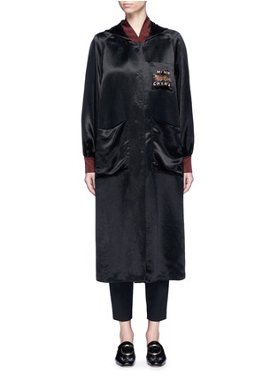 Main View - Click To Enlarge - MS MIN - Dragon embroidered hooded long satin coat