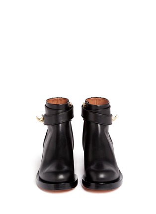 Figure View - Click To Enlarge - GIVENCHY - Shark tooth turn lock ankle strap leather boots