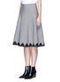 Front View - Click To Enlarge - ALEXANDER WANG - Houndstooth flared skirt
