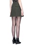 Back View - Click To Enlarge - ALEXANDER WANG - Metal eyelet leather trim twill skirt