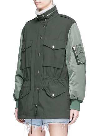Front View - Click To Enlarge - ALEXANDER WANG - Bomber back cotton and nylon parka