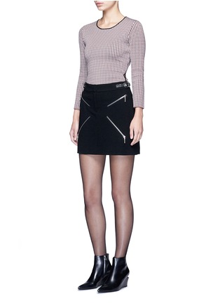 Figure View - Click To Enlarge - ALEXANDER WANG - Keyhole split houndstooth knit top