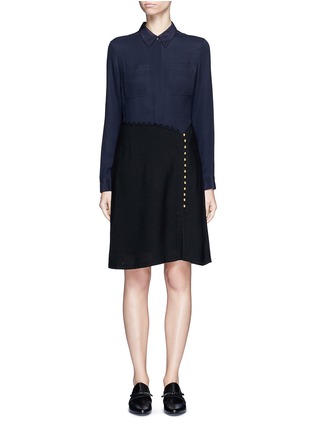 Main View - Click To Enlarge - 3.1 PHILLIP LIM - Crepe hopsack combo button shirt dress