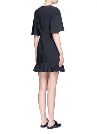 Back View - Click To Enlarge - TIBI - Pleated ruffle tropical wool dress