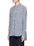 Front View - Click To Enlarge - TIBI - Gingham check print button utility blouse