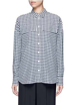 Main View - Click To Enlarge - TIBI - Gingham check print button utility blouse