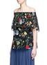 Front View - Click To Enlarge - TIBI - 'Seville' print ruffle silk off-shoulder top