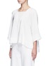 Front View - Click To Enlarge - TIBI - Dolman sleeve sheer V-neck silk top