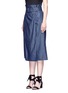 Front View - Click To Enlarge - TIBI - Belted paperbag waist twill skirt