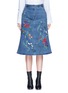 Main View - Click To Enlarge - TIBI - 'Marisol' embroidered floral denim skirt