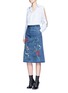 Figure View - Click To Enlarge - TIBI - 'Marisol' embroidered floral denim skirt