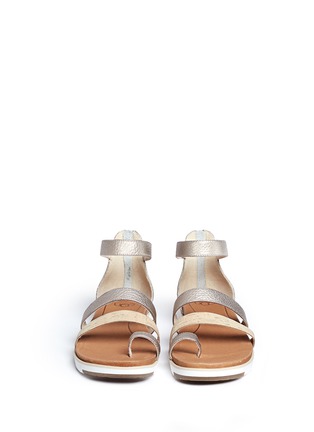 Front View - Click To Enlarge - UGG - 'Zina' cork metallic leather strappy sandals