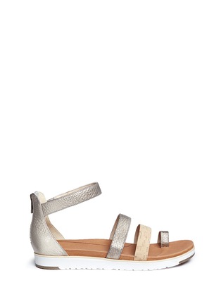 Main View - Click To Enlarge - UGG - 'Zina' cork metallic leather strappy sandals