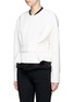 Front View - Click To Enlarge - VICTORIA, VICTORIA BECKHAM - Contrast satin collar wool crepe belted jacket