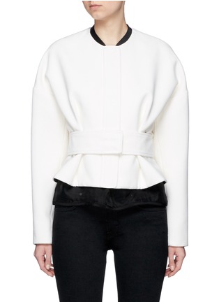Main View - Click To Enlarge - VICTORIA, VICTORIA BECKHAM - Contrast satin collar wool crepe belted jacket
