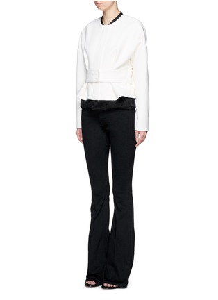 Figure View - Click To Enlarge - VICTORIA, VICTORIA BECKHAM - Contrast satin collar wool crepe belted jacket