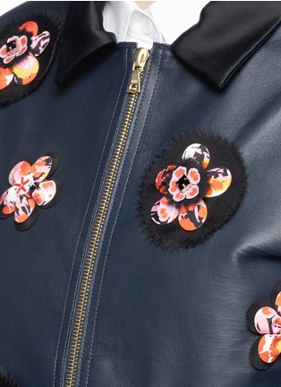 Detail View - Click To Enlarge - VICTORIA, VICTORIA BECKHAM - Floral embellished cropped leather car coat
