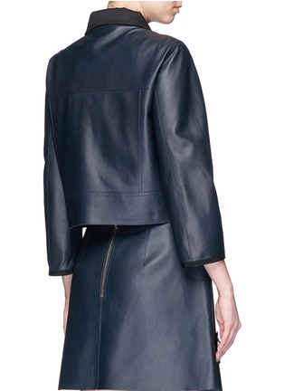 Back View - Click To Enlarge - VICTORIA, VICTORIA BECKHAM - Floral embellished cropped leather car coat