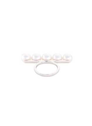 Figure View - Click To Enlarge - TASAKI - 'Balance Signature' Akoya pearl 18k white gold ring