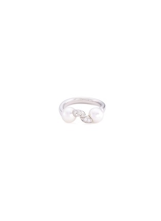 Main View - Click To Enlarge - TASAKI - 'Danger Fang' diamond Akoya pearl 18k white gold ring