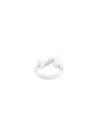 Figure View - Click To Enlarge - TASAKI - 'Danger Fang' diamond Akoya pearl 18k white gold ring