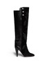 Main View - Click To Enlarge - ISABEL MARANT - 'Raven' leather embroidery suede knee high boots